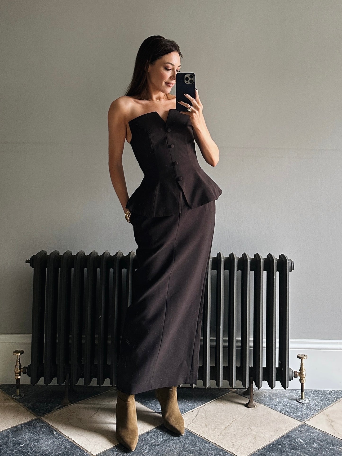 HOURGLASS MAXI SKIRT BROWN