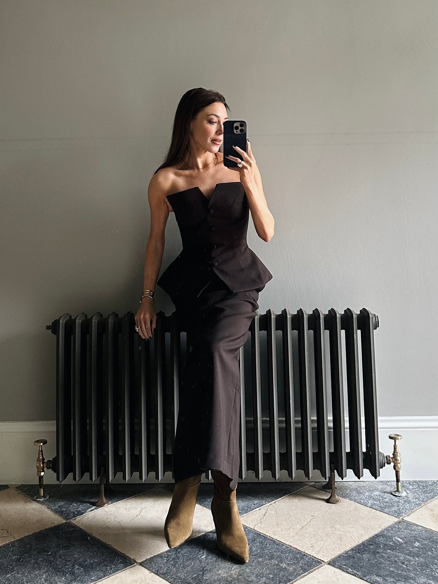 HOURGLASS MAXI SKIRT BROWN