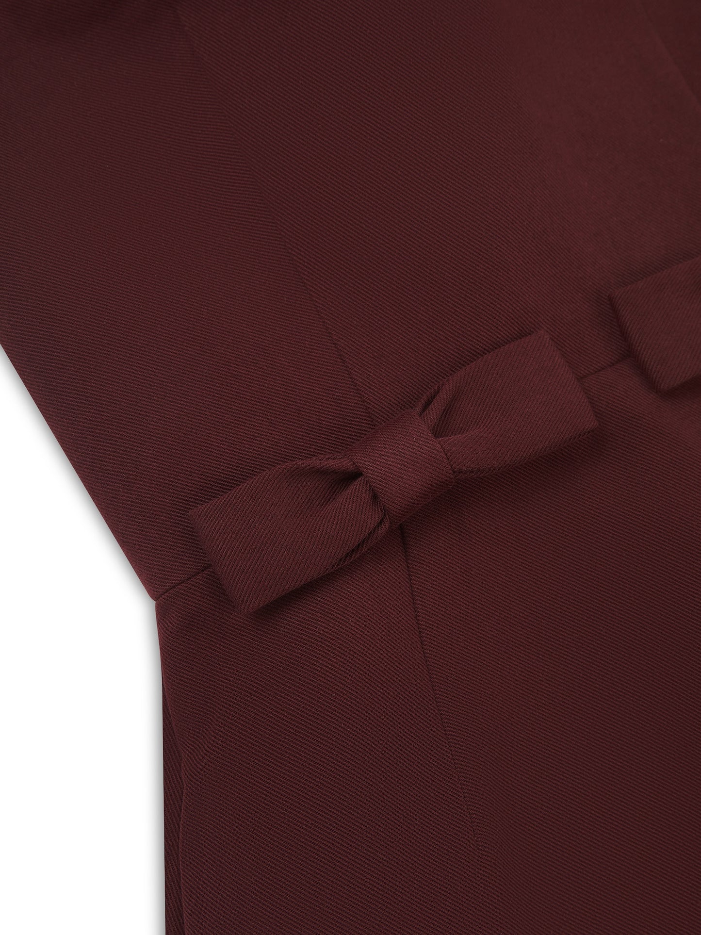 'SERAFINA' EXAGGERATED SQUARE BANDEAU BOW DETAIL MINI DRESS BURGUNDY