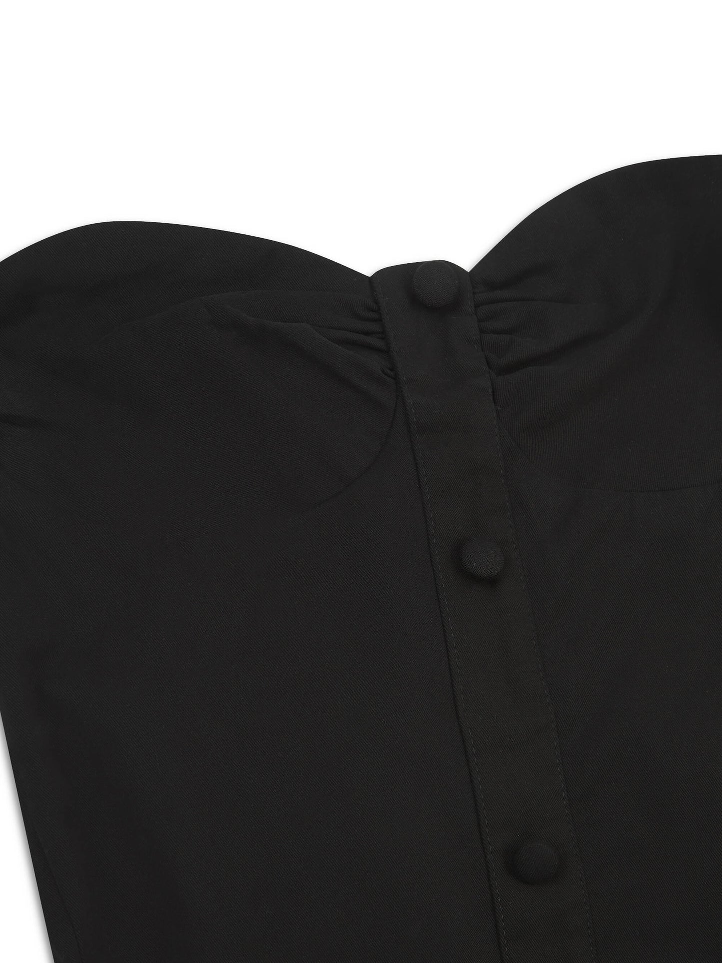 'BRIDGET' BUTTON THROUGH GATHERED MIDI DRESS BLACK