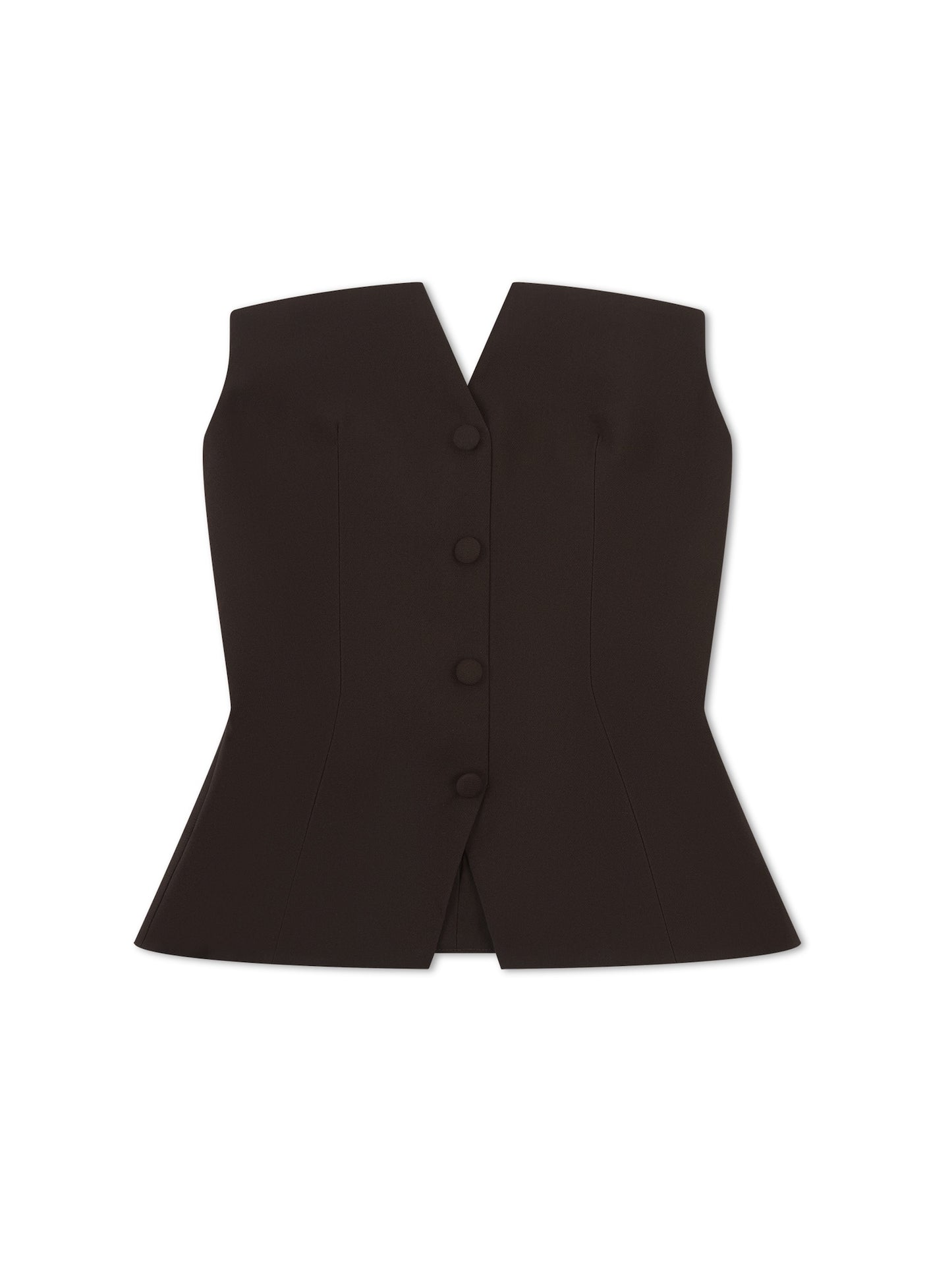 EXAGGERATED SQUARE NECK BANDEAU TOP BROWN