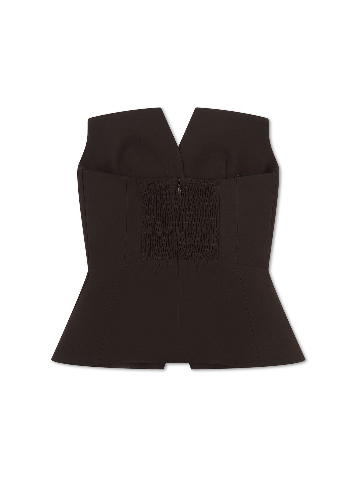 EXAGGERATED SQUARE NECK BANDEAU TOP BROWN