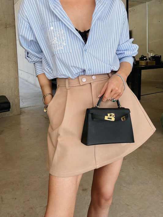 SCULPTED UTILTY MINI SKIRT CAMEL