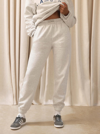 ‘L.A- SPACE’ RELAXED FIT JOGGERS IN LIGHT GREY MARL