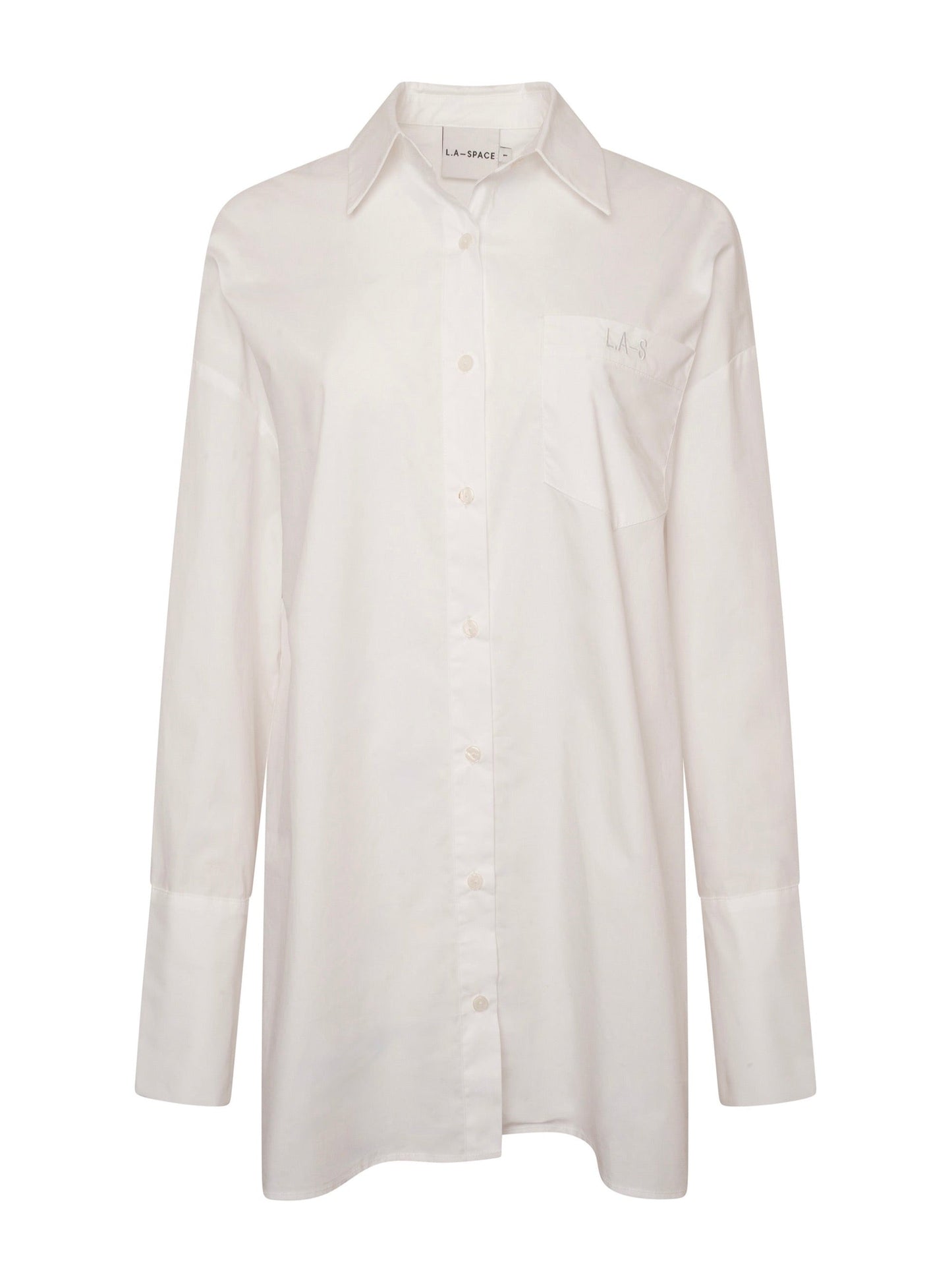 'BOSTON' COTTON OVERSIZED LONGLINE SHIRT WITH EMBROIDERY