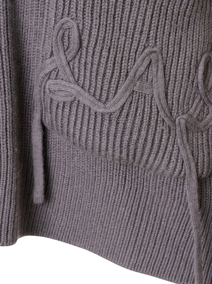'NEW ENGLAND' KNITTED APPLIQUÉ DETAIL CARDIGAN SLATE GREY
