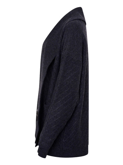 'CAMILLE' KNITTED CARDIGAN WITH SCARF DETAIL NAVY