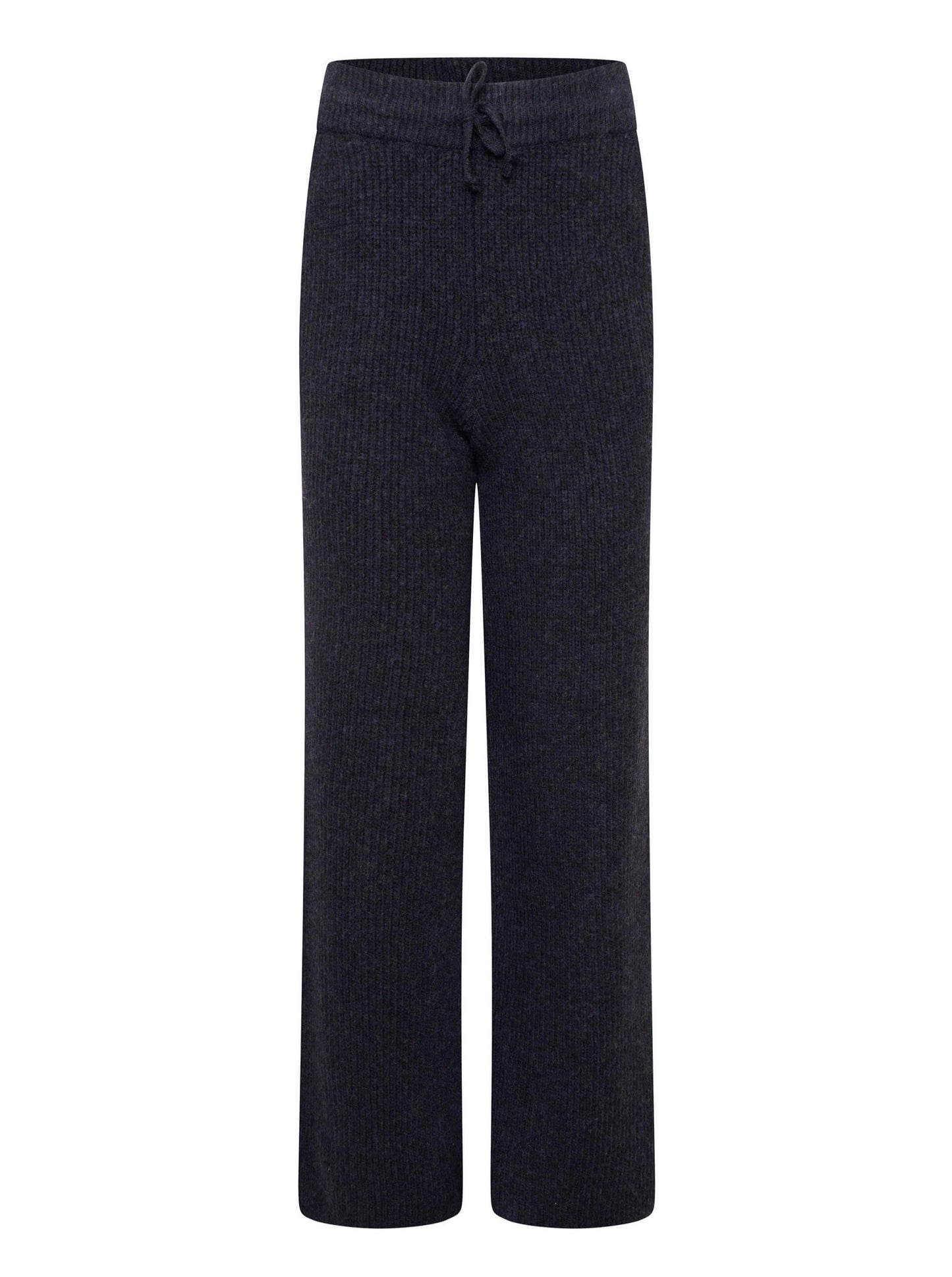 'CAMILLE' RIBBED DETAIL KNITTED WIDE LEG TROUSERS NAVY