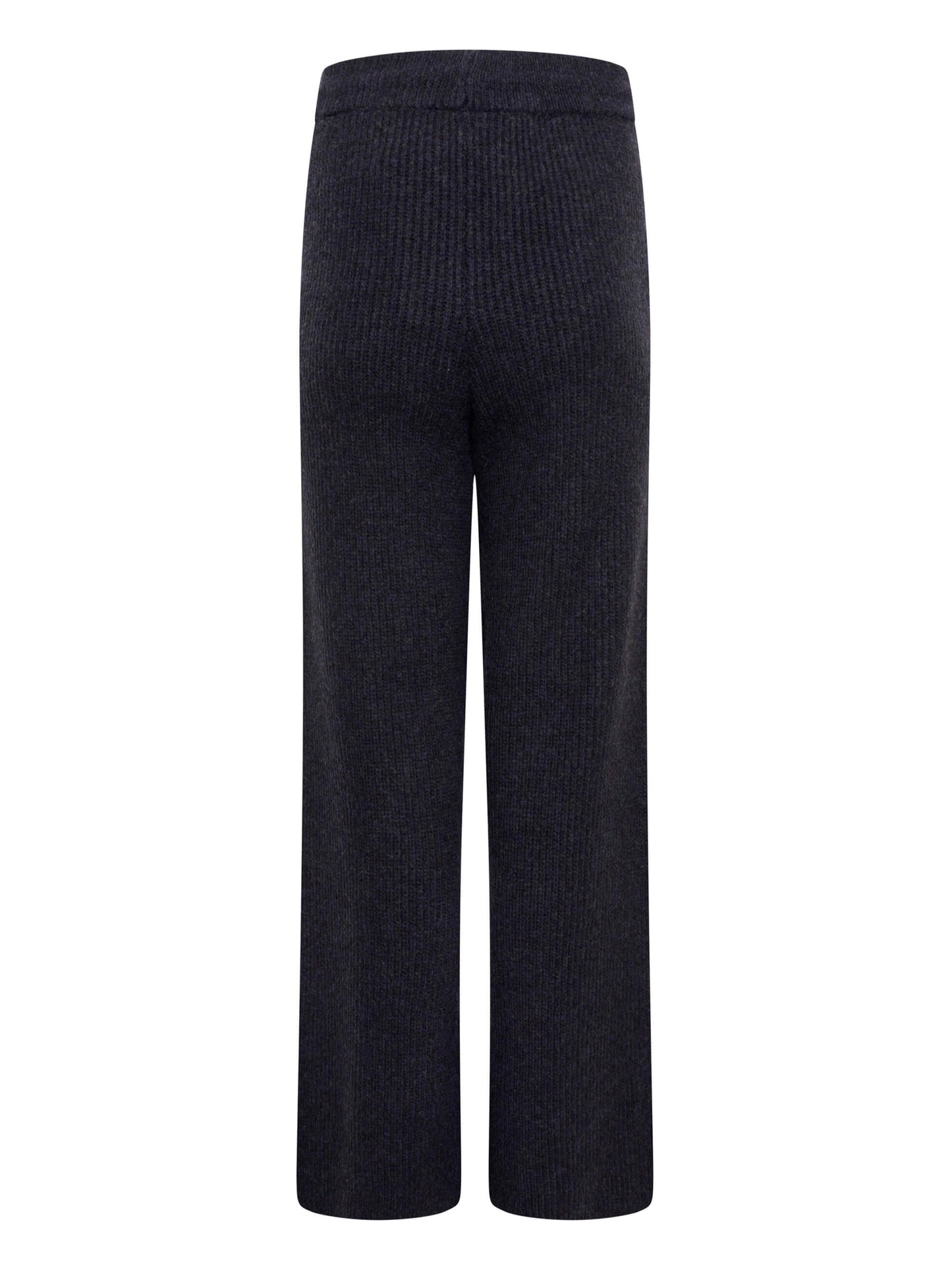 'CAMILLE' RIBBED DETAIL KNITTED WIDE LEG TROUSERS NAVY