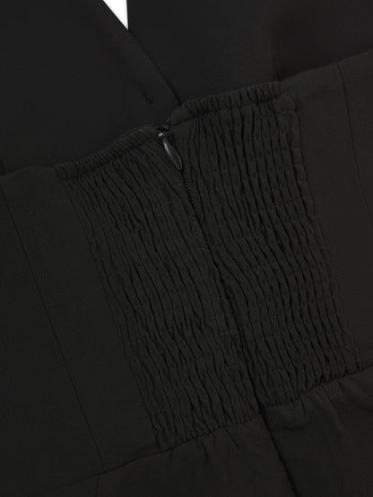 ***PRE-ORDER*** 'MARILYN' EXAGGERATED SQUARE BANDEAU BUTTON DETAIL MIDI DRESS BLACK