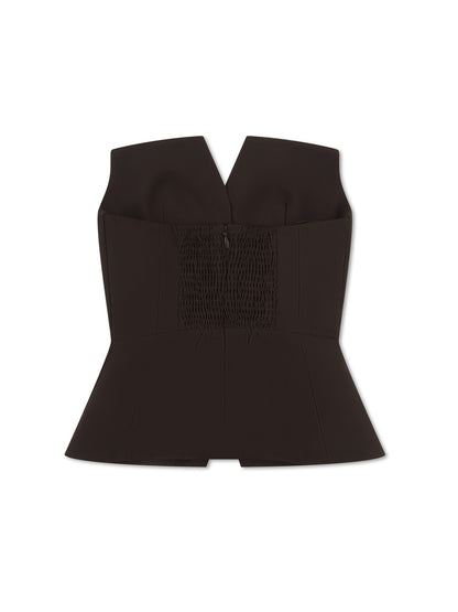 EXAGGERATED SQUARE NECK BANDEAU TOP BROWN