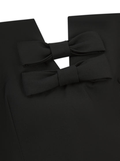 'SAMANTHA' EXAGGERATED SQUARE NECK BANDEAU TOP BLACK