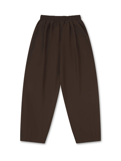 BARREL LEG TAILORED TROUSERS BROWN