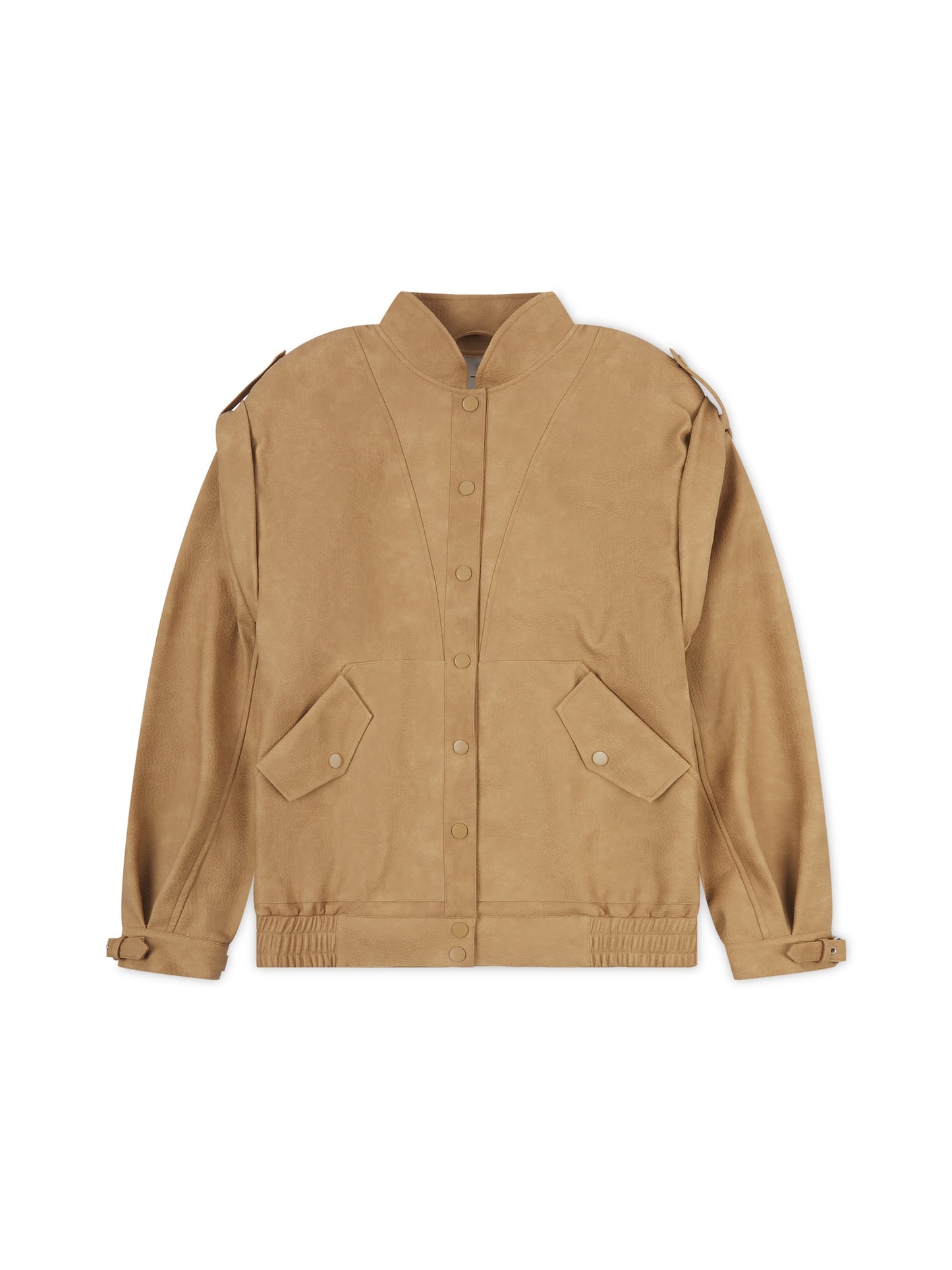 'SIENNA' FAUX LEATHER OVERSIZED MULTI WAY JACKET CAMEL