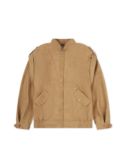 'SIENNA' FAUX LEATHER OVERSIZED MULTI WAY JACKET CAMEL