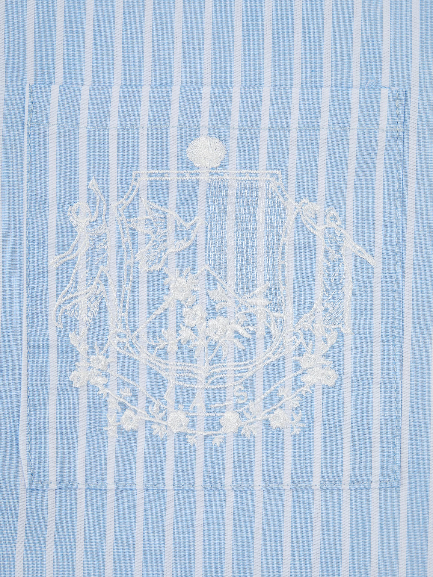 ‘EASY DOES IT’ STRIPE COTTON BOX PLEAT SHIRT BLUE
