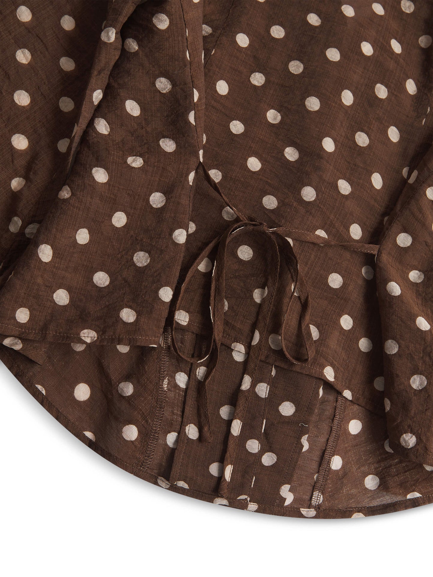 **PRE ORDER** 'VIVIAN' POLKA DOT LACE UP BLOUSE BROWN