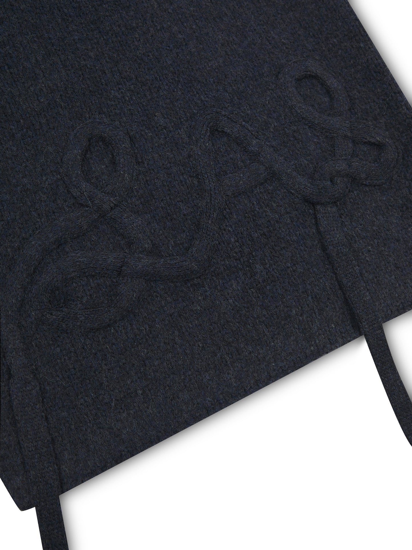 'LOULOU' WOOL BLEND APPLIQUÉ DETAIL SCARF NAVY
