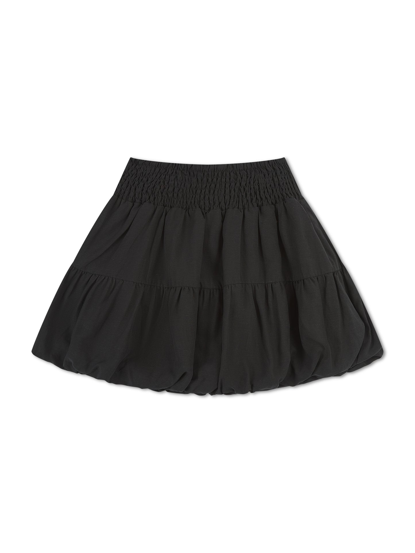'YASMIN' BUBBLE HEM MINI SKIRT BLACK