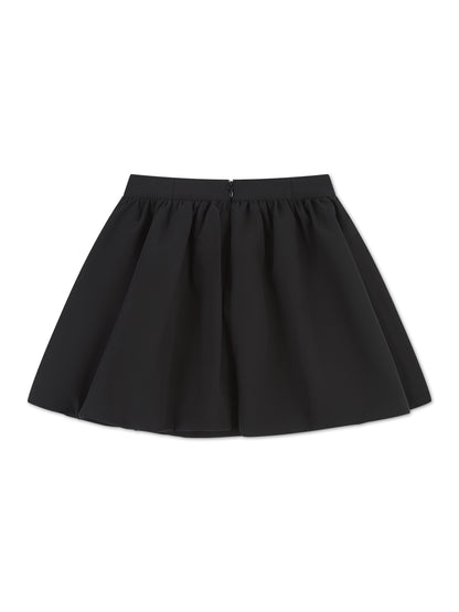 'HARLOW' PUFFBALL HEM COCKTAIL MINI SKIRT BLACK