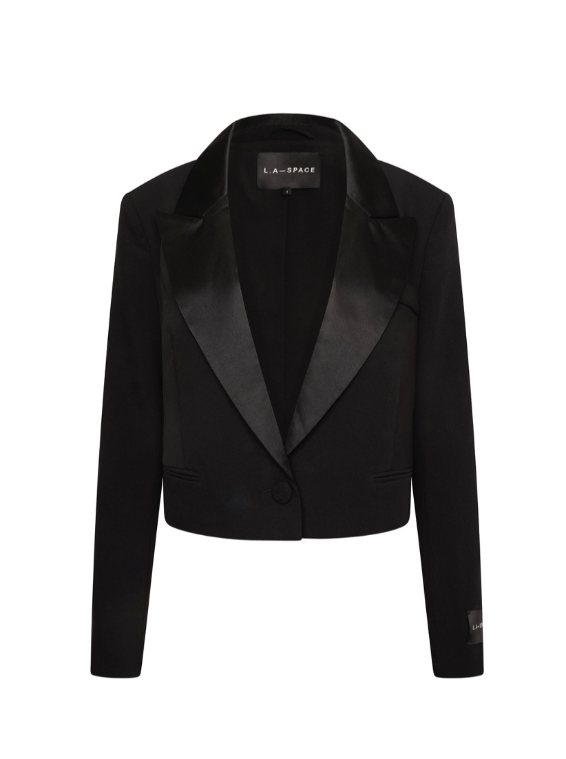Cropped tuxedo blazer discount