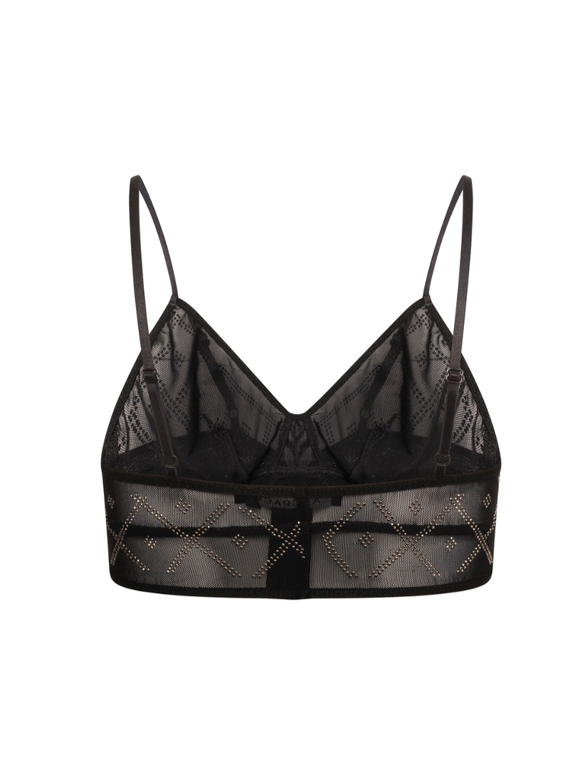 Liza' Rhinestone Embellished Mesh Bralette in Black – LA Space